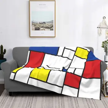 Mondrian Minimalistinė šiuolaikinio meno antklodė Vilna Minkštas flanelinis spalvotas meninis pledas Mesti antklodes miegamajam Sofa Biuras Pavasario ruduo
