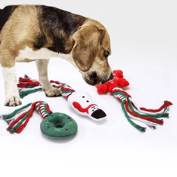 Naminiai gyvūnai Šunų žaislai Kalėdų įkandimas Žaislai Cukranendrių medvilnės virvės Mazgas Šunys Kramtyti Interaktyvūs moliniai žaislai Šuniukas Šunų priedai Naminių gyvūnėlių reikmenys
