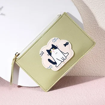 Nauja korėjietiška moteriškos piniginės versija Mergaitės piniginė Trumpa miela animacinių filmų kortelių krepšys kišeninė piniginė piniginė piniginės spaustukas paprasta