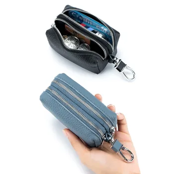 Naujas odinis didelės talpos raktų krepšys Dvigubas minkštas vyrų ir moterų universalus daugiafunkcis raktų krepšys Buitinių kortelių krepšys