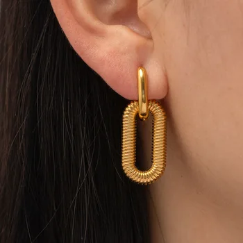 Nauji ins Pernelyg dideli nerūdijančio plieno grandinėlės auskarai moterims Vintažiniai geometriniai kabantys auskarai Mados papuošalų dovana