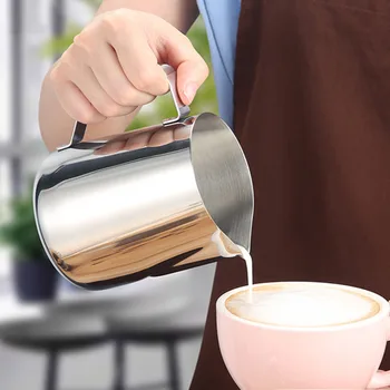 Nerūdijančio plieno pieno putojantis ąsotis Espresso kava Barista Craft Latte Cappuccino pieno grietinėlės puodelis Putojantis ąsotis Pikis pieno ąsotis