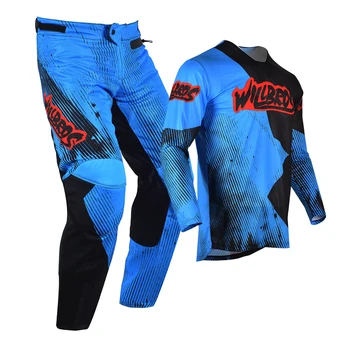 Offroad Racing MX Sprint Jersey Kelnės Combo Motocross Blue Dirt Bike Suit Motociklas BMX Enduro MTB Summer Breatable