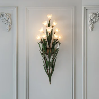 prancūziško stiliaus naktinė lempa įėjimo durų sieninis šviestuvas Amerikos retro studijų svetainė sieninė lemputė meno gėlių koridoriaus šviesa