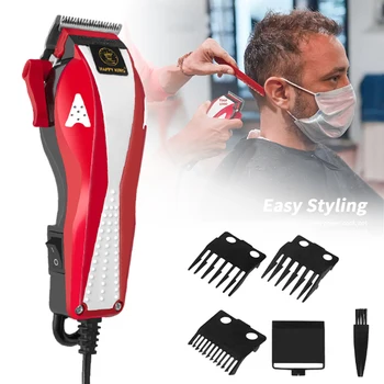 Profesionalus kirpėjas AC plaukų kirpimo mašinėlė 13W galingas žoliapjovė Home Man Quiet Shaver 1.9M Cable plaukų kirpimo mašina 3 apsauginės šukos
