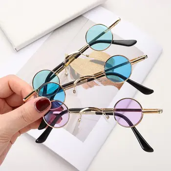 Retro Hip Hop Candy Color Saulės akiniai atspalviai Maži apvalūs akiniai nuo saulės Punk