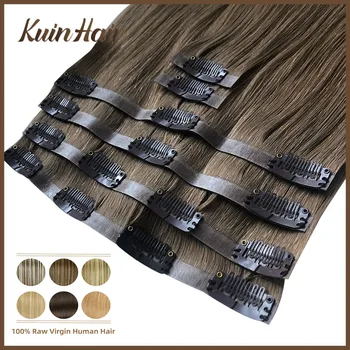 Straight Invisible PU Clip In Full Head Hair Extensions 100% Real Human Hair Brazil Virgin Hairpiece 6pc/set Seamless Clip In