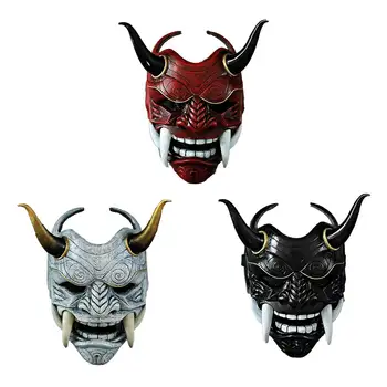 Suaugusiųjų Unisex Helovino veido kaukės Japonų Hannya Demon Oni Samurai Noh Kabuki Prajna Velnio kaukė Latekso vakarėlių kaukės