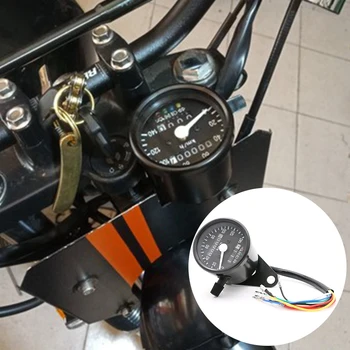 Universalus motociklas LED foninis apšvietimas Dvigubas odometras KM / H Elektroninis spidometras Gabaritas Retro senovinis tachometras Motociklo prietaisas