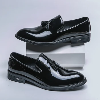 Verslo formalūs juodi odiniai batai Vyriški madingi laisvalaikio suknelių batai Klasikinė Korėja Oficialūs Oksfordo batai vyrams Zapatos Hombre