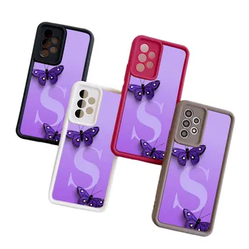 Violetinis drugelio telefono dėklas, skirtas Samsung Galaxy A03 A04 A05 A10S A11 A20 A21 A31 A32 A51 A52 A53 A54 Anti-drop minkštas dangtelis