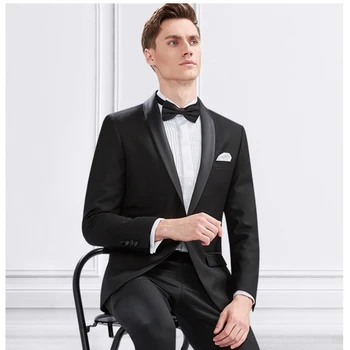 Vyriškas kostiumas 2 vnt Britų verslas Slim Fit vestuvių jaunikis Geriausias vyras Vakarinė suknelė Darbo komplektas Švarkas su kelnėmis