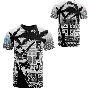 Vyriški ir moteriški marškinėliai trumpomis rankovėmis, kasdieniai vasaros marškinėliai su 3D spausdinta Fidžio Polinezijos regbio genties vėliava Turtle Country