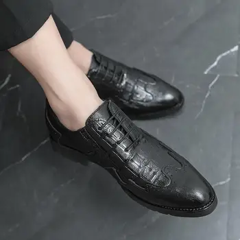 Vyriški odiniai batai Plokščias britiškas stilius Storas dugnas Verslas Oficialus dėvėjimas Vestuvių jaunikio batai Laisvalaikio Martino batai Jauni vyrai