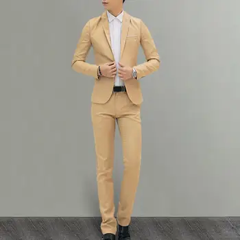Vyriškos lieknos kelnės Stilingas vyriškų dalykinių kostiumų komplektas Atlapas Slim Fit Kelnės su kišenėmis pavasario rudens vyrų oficialiai aprangai
