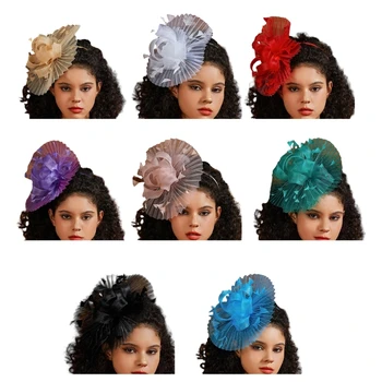 Y166 Elegant Women Mardi Gras Feather Yarn 1920s Headpieces Halloween Cosplay Hairband Viduramžių plunksnų galvos juostos