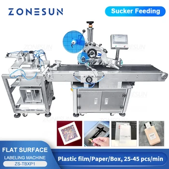 ZONESUN Automatinė etikečių mašina Sucker maišeliai Plokščia permatoma plėvelė Plastikinė etiketė Popieriaus kartono brošiūrų gamyba ZS-TBXP1